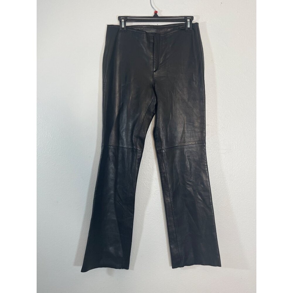 Banana Republic Vintage Black Leather Straight Leg Pants Size‎ 6